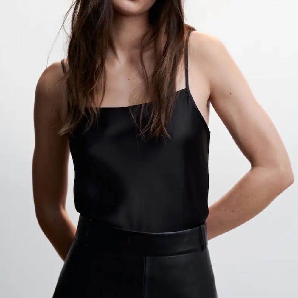 BMWT Mango Women’s satin black lingerie style top